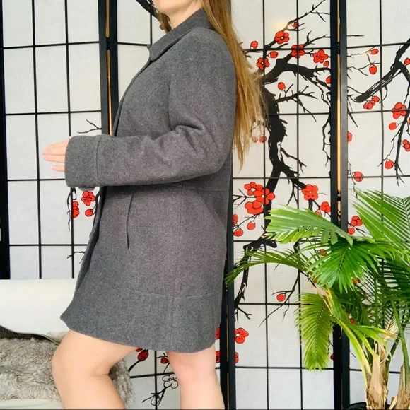 Kenneth Cole Wool Classy Button Down Dress Pea Coat Single Breasted Gray 12 - Picture 8 of 16